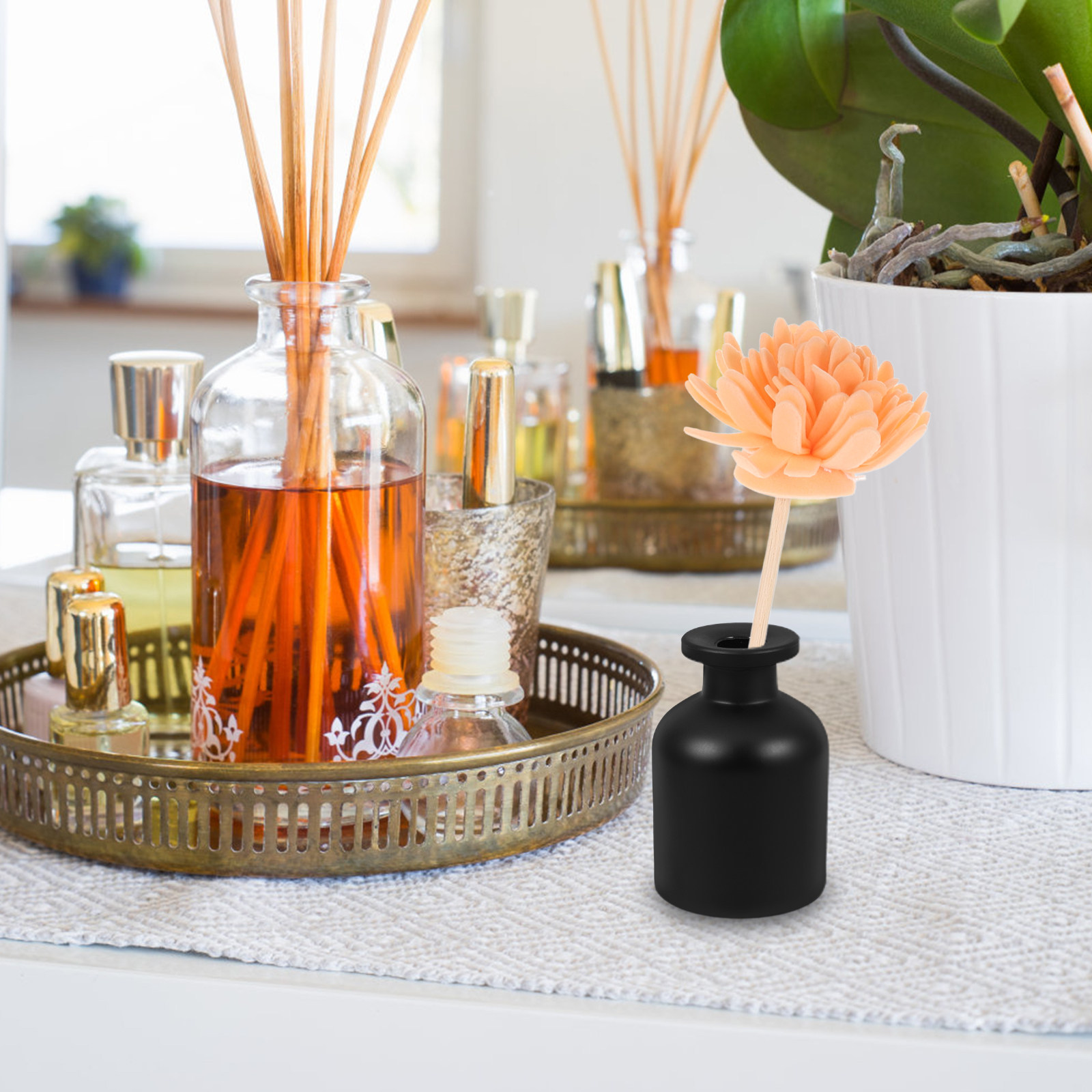 Home Fragrance Oils - 2Pcs Stylish Cylindrical Glass Diffuser Bottles