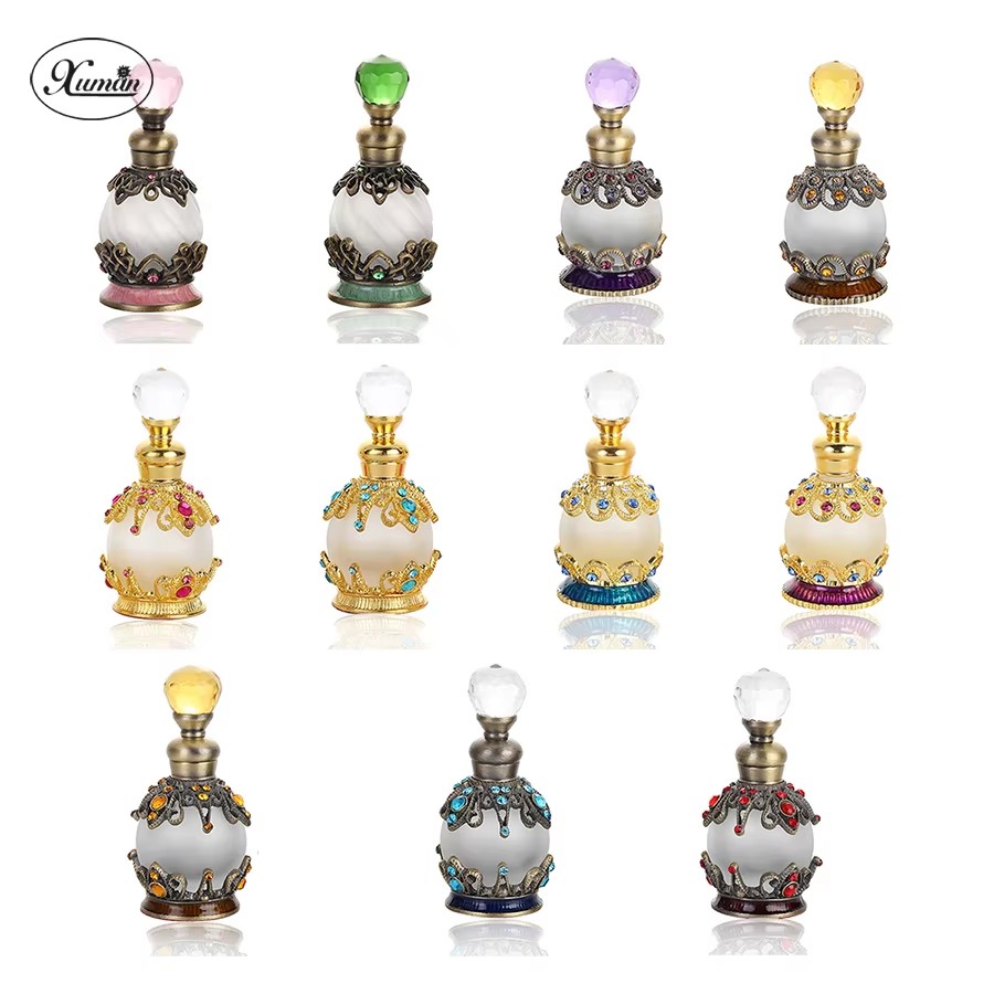 Home Fragrance Jar - 15ml Stone Metal Refillable Perfume Bottle