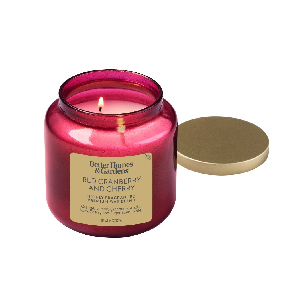 Home Fragrance Jar - Red Glass Jar Candle with Gold